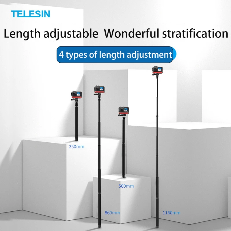 Купи TELESIN 1.16m Carbon Fiber Selfie Stick for Insta360 Anti-Shake Live Broadcast Stand Mobile Phone Camera Stabilizer за 1,289 рублей в магазине AliExpress