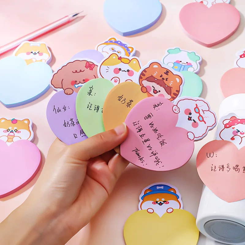 

30 Sheets Cartoon Love Memo Pad Cute Cat Message Kawaii Dog Page Flags Sticky Notes Korean Stationery