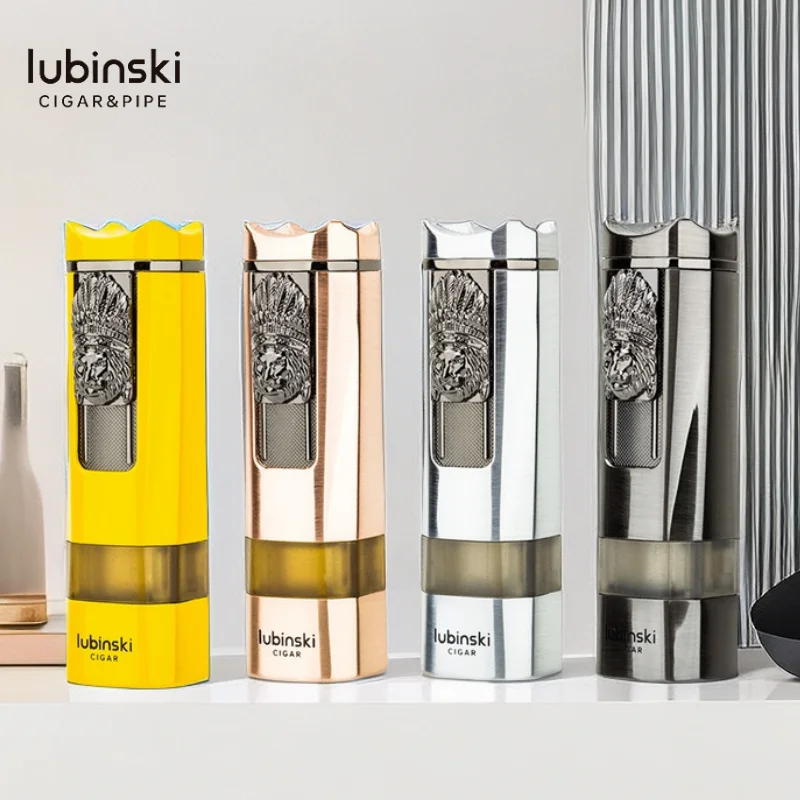 

LUBINSKI металлическая ветрозащитная газовая зажигалка с держателем для сигарет, открывалка для бутылок сигар, многофункциональная турбинная зажигалка для мужчин, роскошный подарок