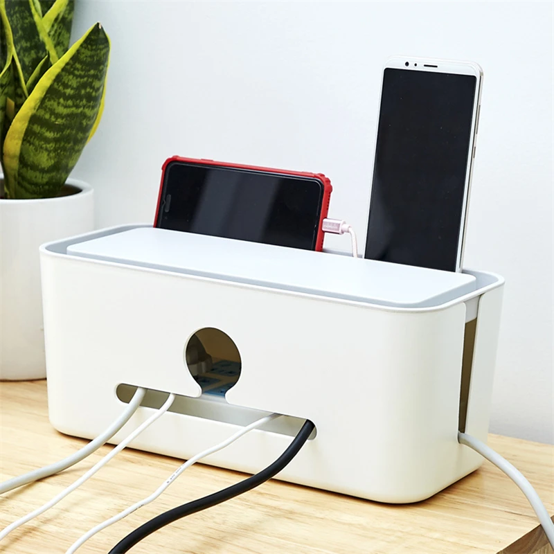 

Power Strip Box Outlet Multi Tap Socket Wire Management Case Charger Cable Cover Desk Hide Storage Holder Office Home Organizers