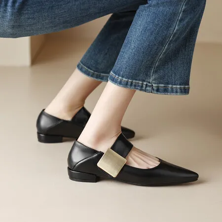 

Туфли большого размера на толстом каблуке, с острым носком