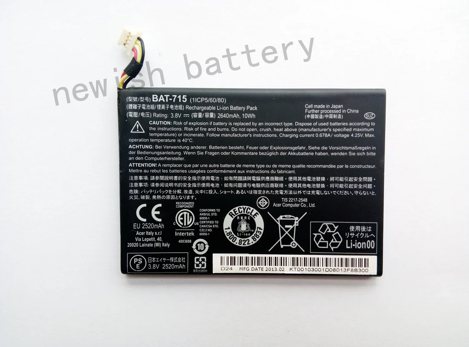 

Suitable for Acer BAT-715 tablet battery Iconia B1-A71/710 built-in