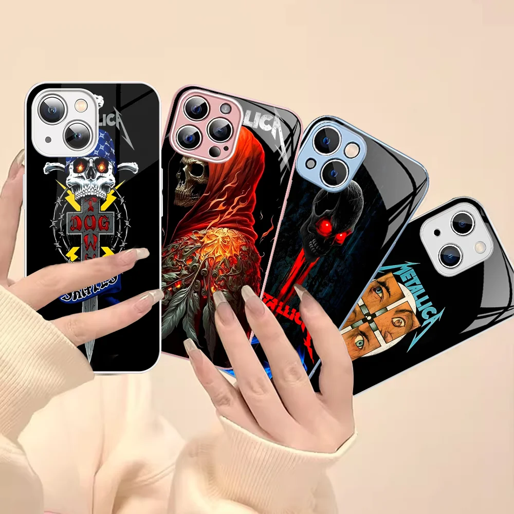 Чехол для телефона Band M-Metallica из закаленного стекла Iphone 14 13 12 11 Pro Mini XS MAX 14Plus X XR Fundas