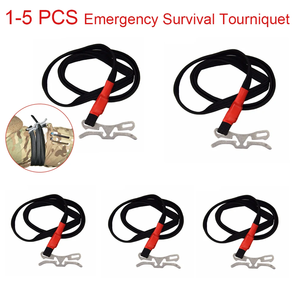 

5-1pc Emergency Survival Tourniquet Outdoor EDC Emergency Survival Tourniquet First Aid Elastic Ropes Emergency Belt Aid