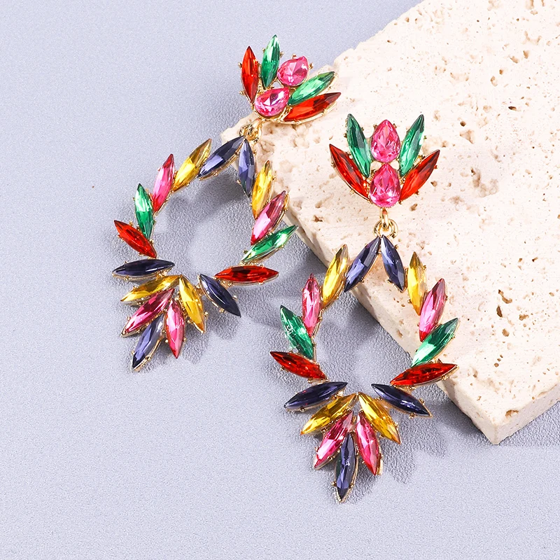 

Trendy Colorful Crystal Stud Earrings for Women Elegant Water Drop Earrings Girls Party Holiday Jewelry Gifts