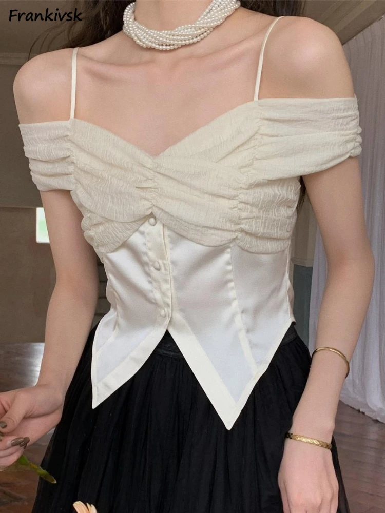 Блузки женские плиссированные уличные сексуальные Gyaru модный корейский стиль