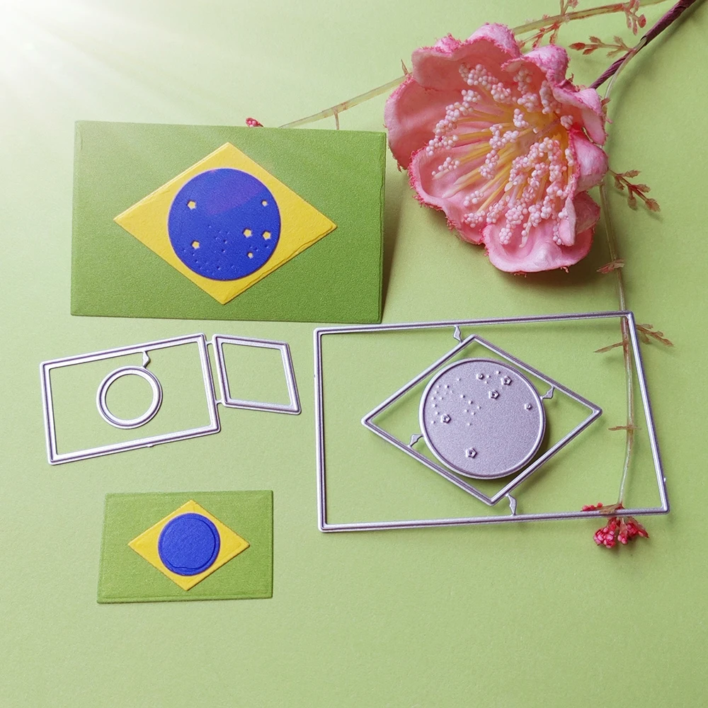 

beautiful brazil flag cutting dies for English letters, scrapbooks, reliefs craft stamps, photo album puzzl