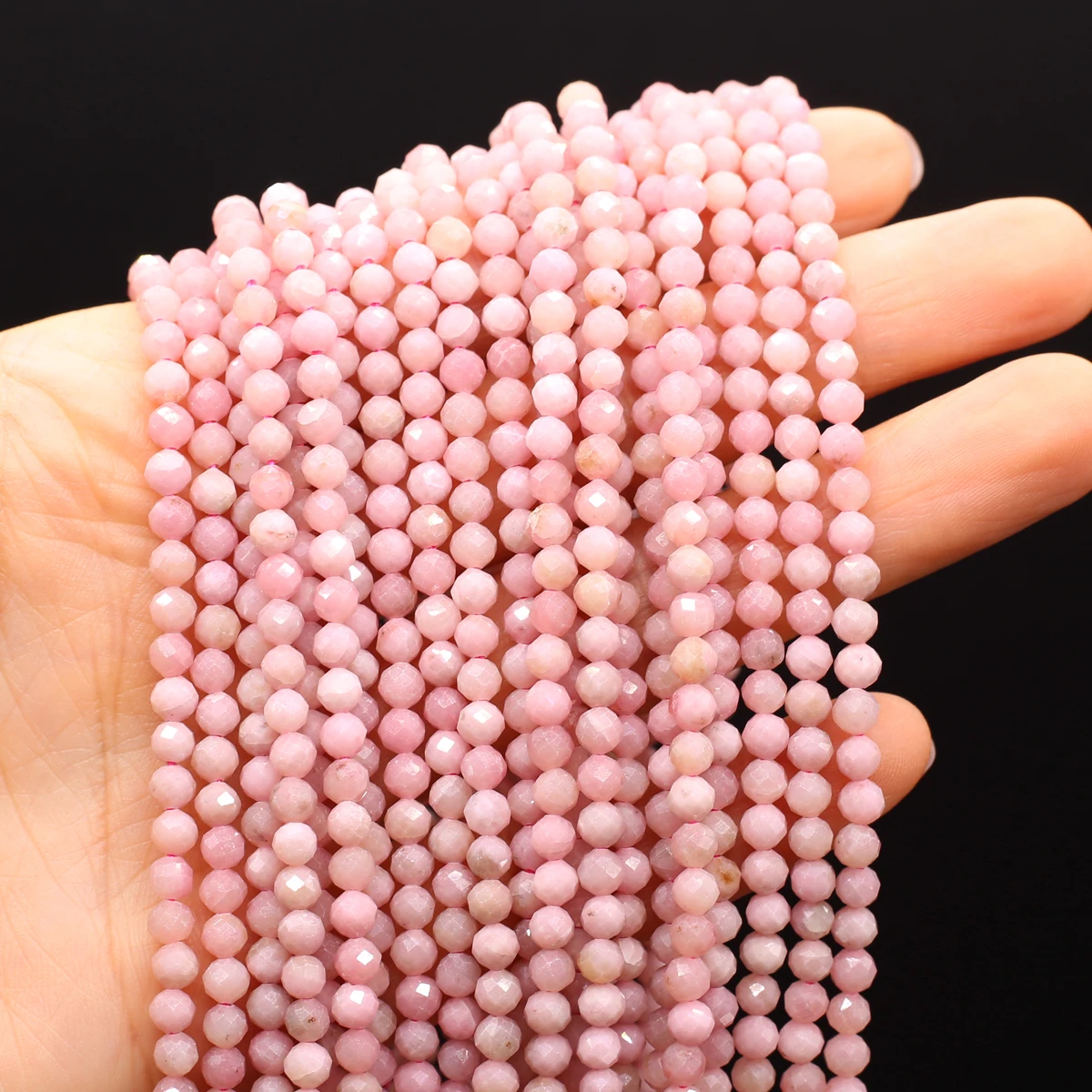 

Wholesale Natural Stone Beads Faceted Round Pink Opal Bead for Jewelry Making DIY Women Bracelet Necklace Accessories