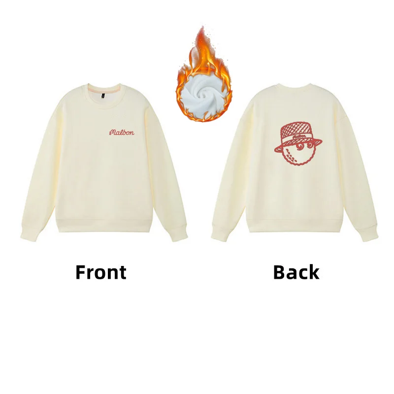 Golf Top Men's Autumn Winter Golf Clothing Essential Script Large Bucket Hat Malbon Loose Street Velvet Long Sleeve T-Shirt