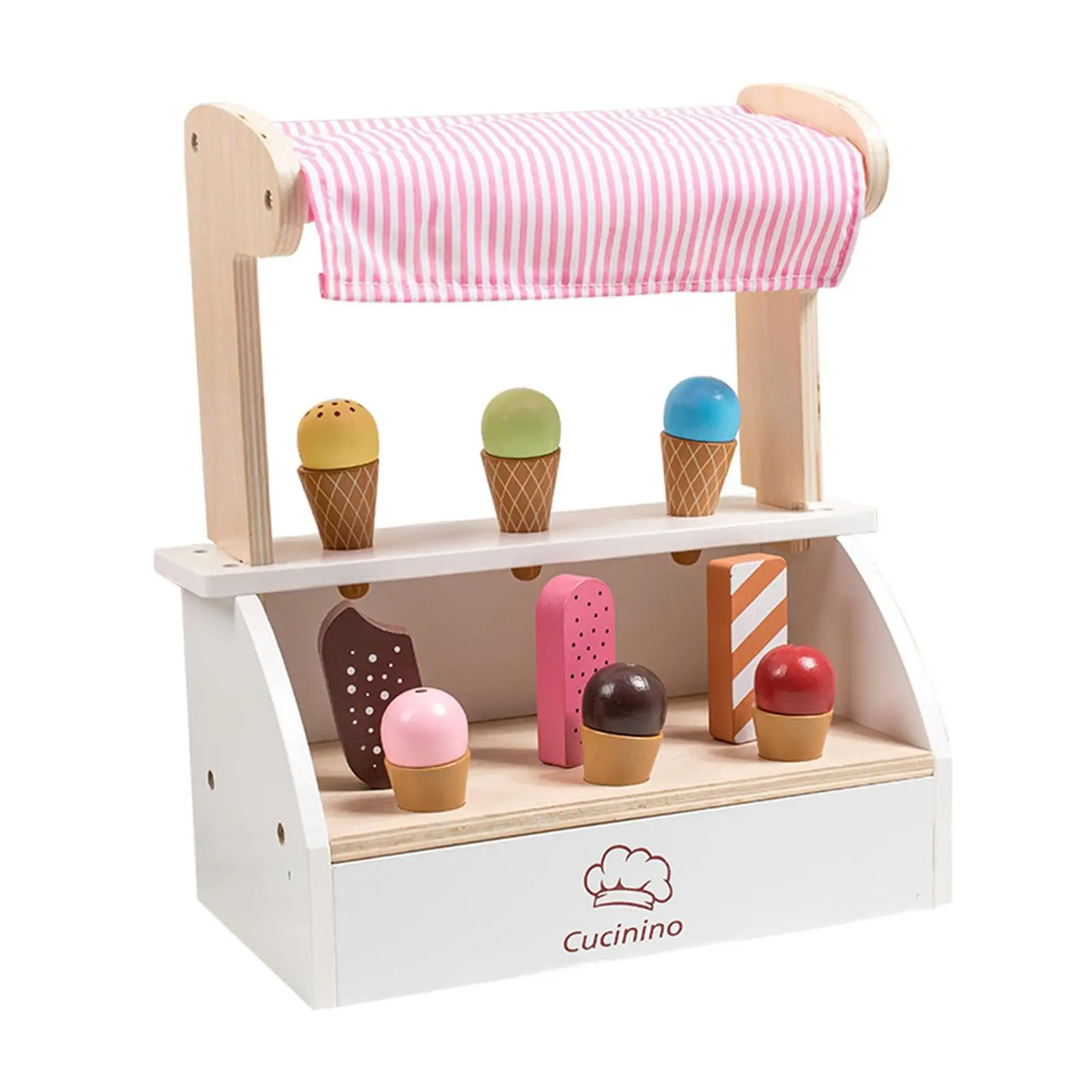 

Wooden Ice Cream Toys Kids Pretend Play Playhouse Party Celebrations