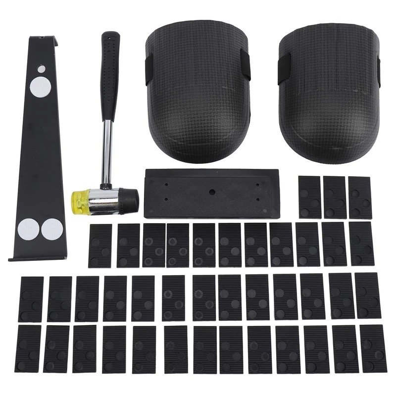 

Laminate Wood Flooring Installation Kit With 40 Spacers, Tapping Block, Widen Pull Bar, Knee Pads And Rubber Mallet