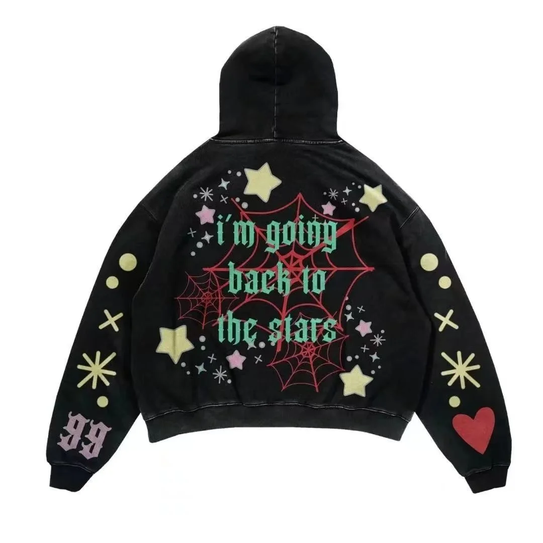 

New Hip Hop Streetwear Popular Stars Printing Design Hoodies Women Casual Cotton Liner Harajuku Goth Sweatshirts Couples Clothes