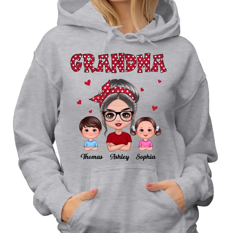 

Polka Dot Pattern Grandma And Grandkids Personalized Shirt