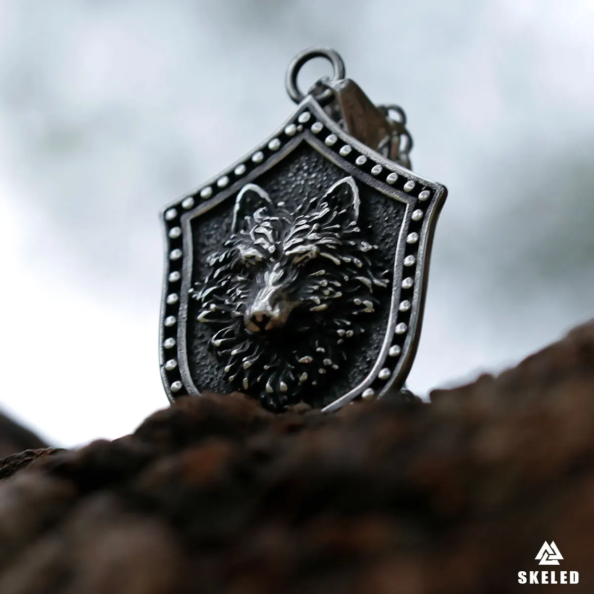 

Stainless Steel Fashion Retro Wolf Head Shield Men's Pendant Necklace Nordic Viking Hip Hop Amulet Jewelry Gift