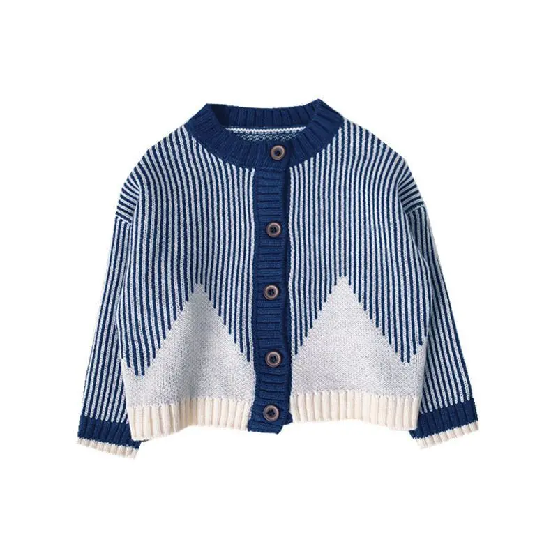 

2022 New Kids Clothes Single Breast Girls Sweater Brief Style Boys Cardigans Knitted Sweater 1-7Y