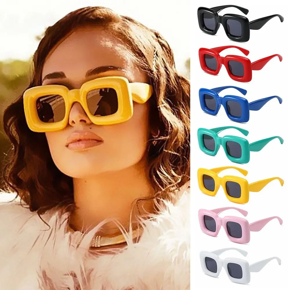 

Retro Y2K Square Sunglasses for Women Shades Fashion Red Yellow Unique Sun Glasses Candy Color UV400 Eyewear