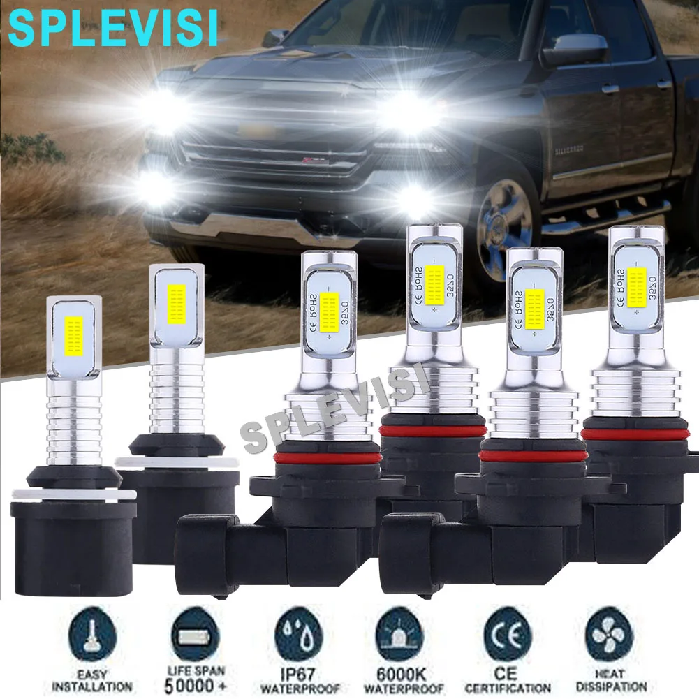 

LED Headlight Fog Light Hi Low Beam Bulbs White car light For Chevrolet Silverado 1500 1999 2000 2001 2002