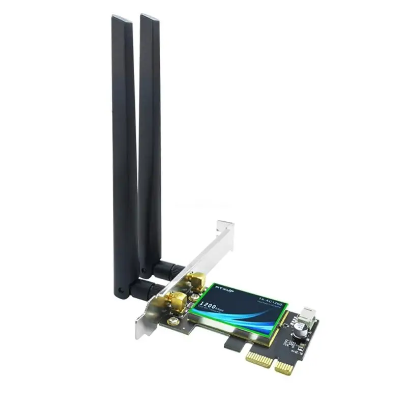 

Карта PCIE WIFI 1200 Мбит/с Адаптер беспроводной сети Bluetooth-совместимый4.0 Карта PCI-E Wlan 2,4 ГГц/5 ГГц 2 антенны Прямая