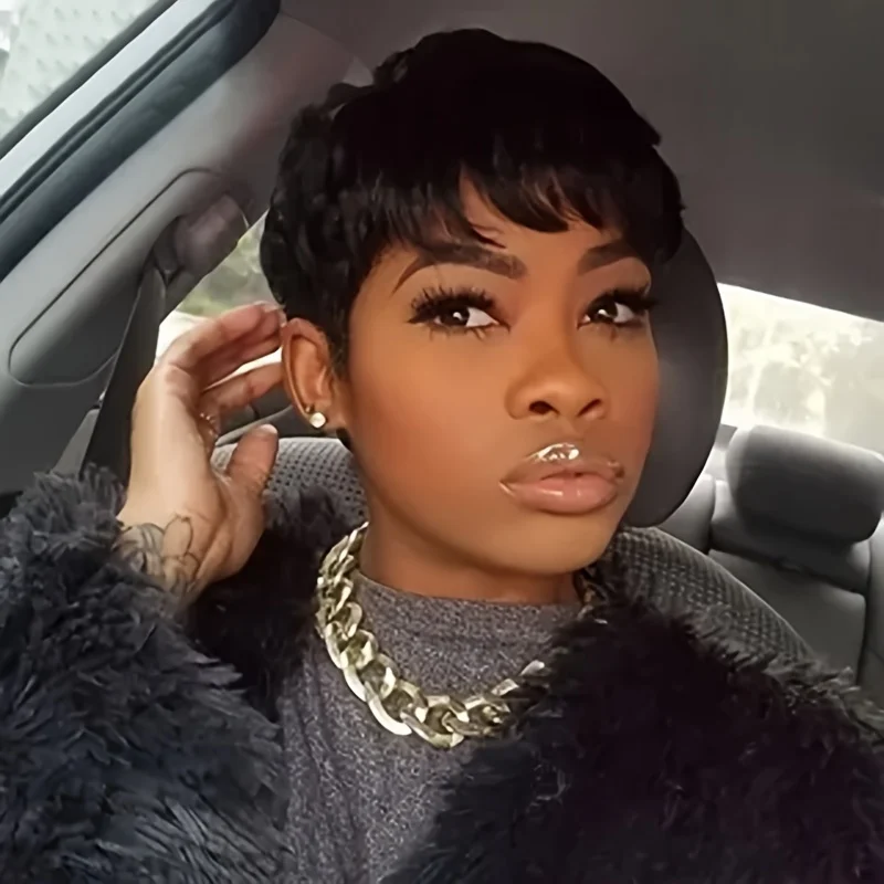 TNICE Короткие волосы с стрижкой пикси парик из натуральных волос естественная