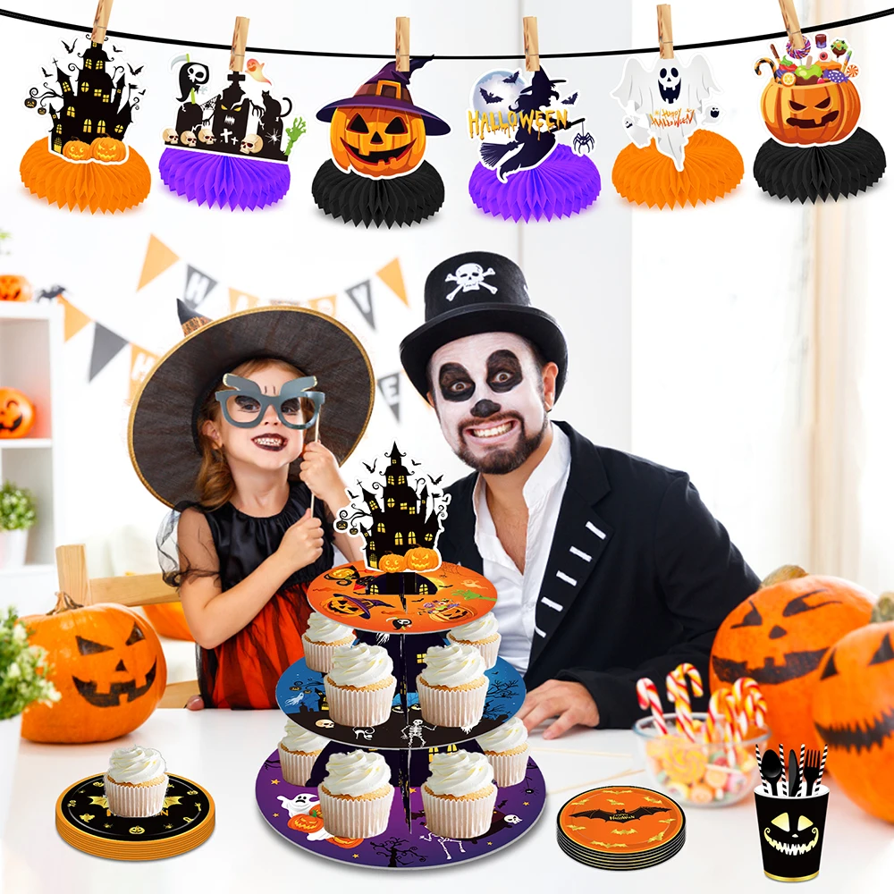 

Display Rack 3-Layer Cupcake Dessert Show Cake Display Stand Happy Halloween Party Baby Birthday Party Decorations Cake Stand