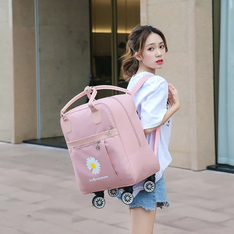 Women Travel Trolley Bag Waterproof Rolling Luggage Bags Travel Bag Wheeled Backpack