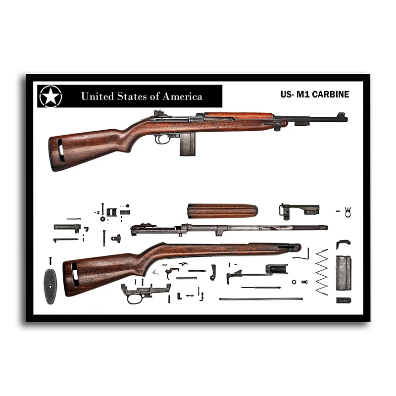Винтажный постер с изображением боевого оружия и винтажной винтовки AK47