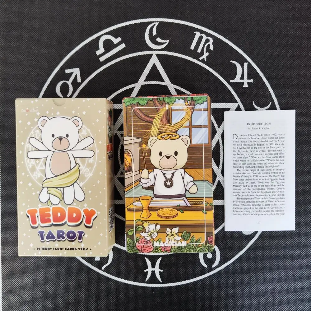 New 12X7cm  English Card Desk Teddy Tarot With Paper Instruction Children Puzzle Toys Interested in Culture Board Games