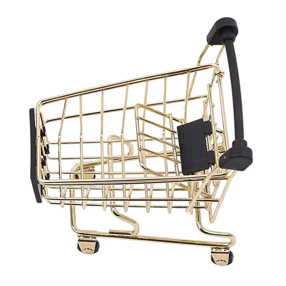

Shopping Cart Mini Basket Toy Trolley Miniature Grocery Storage Pretend Play Kids Cartssupermarket Holder Fruit Artwarefor