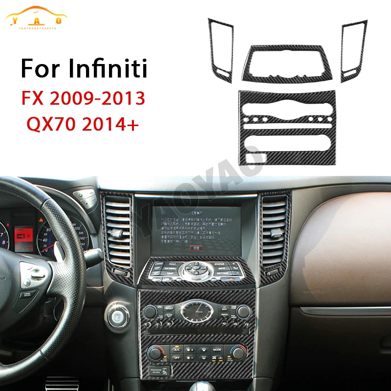 Фото Автомобильная наклейка для Infiniti FX 2009-2013, углеродное волокно, центральная консоль автомобиля, CD-панель, наклейка, аксессуары для стайлинга №1