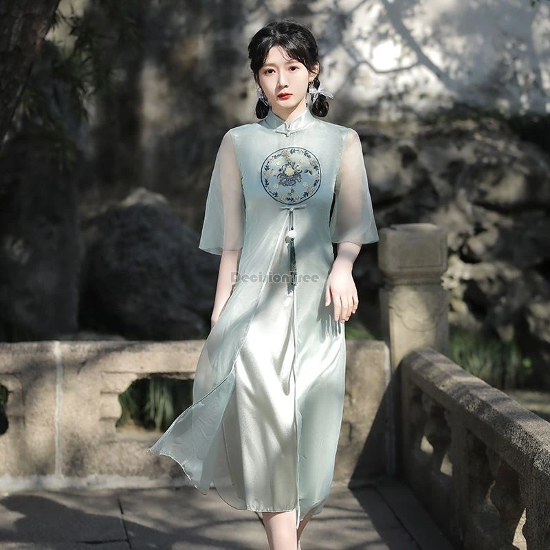 Новинка лета 2024 женское платье ханьфу в китайском стиле улучшенное элегантное