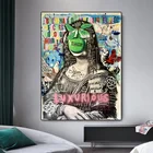 Роскошные холщовые постеры и принты с изображением яблока Моны Лизы королевы граффити настенная живопись уличные художественные картины для декора гостиной