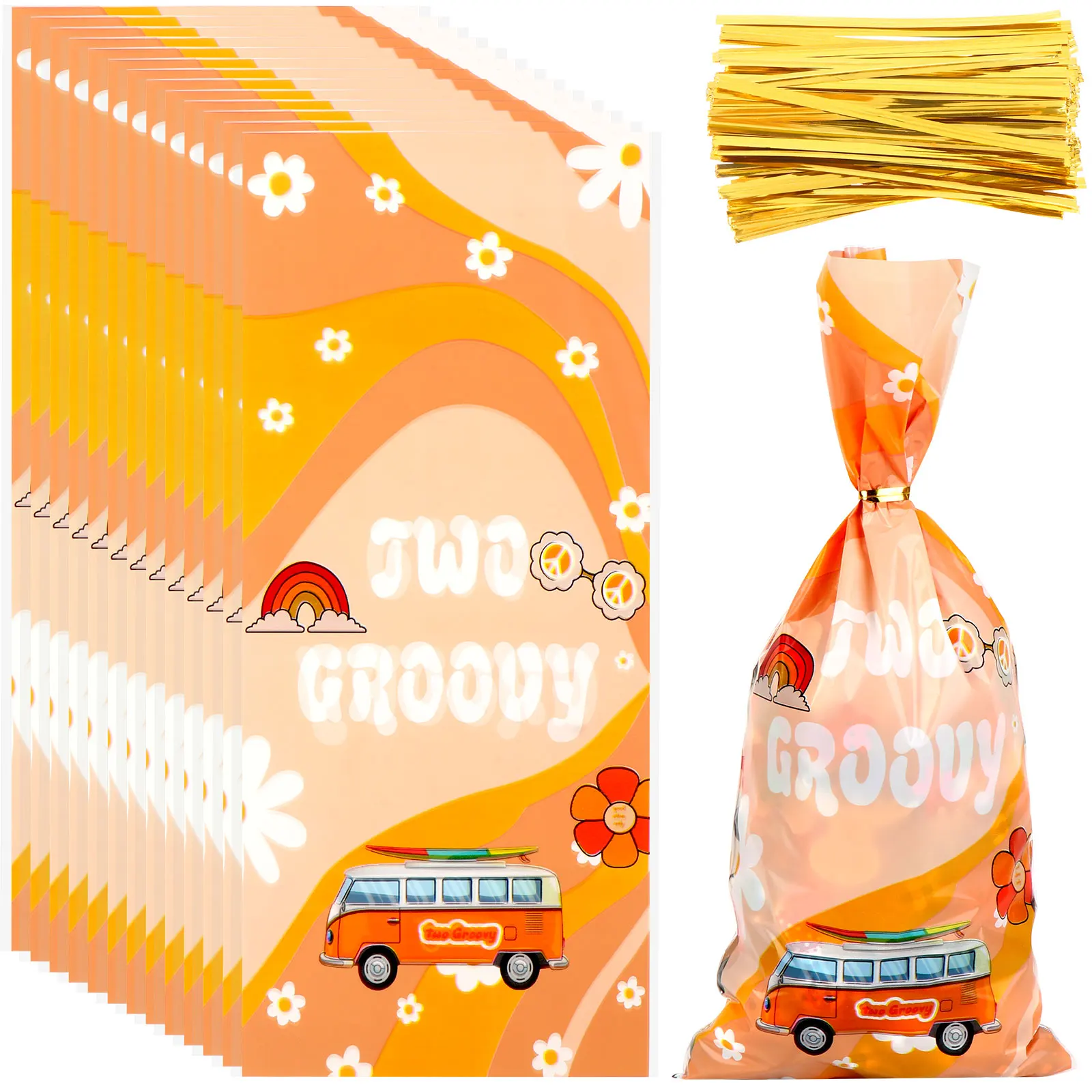 

100 шт. Groovy Ретро хиппи бохо сувениры для вечерние НКИ два Groovy пластиковые Goody Trea может хранить нагревательные продукты игрушки другие подарк...
