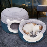 kitten small dog puppy with cushion pet house half enclosed winter small dog bed kitten cushion cat supplies cat bed