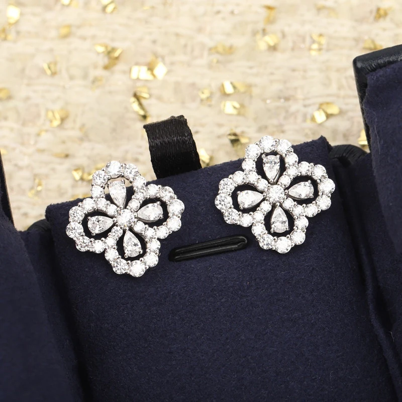 

Женские серьги из серебра 925 пробы, с изображением четырехлистной травы