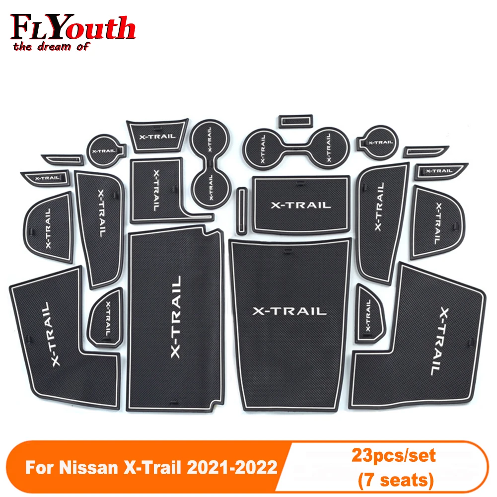 

23pcs/set Car Door Groove Mat For Nissan X-Trail 21-22 (7 seats) Auto Anti-Slip Cup Mat Non Slip Door Gate Pad Car Accessories