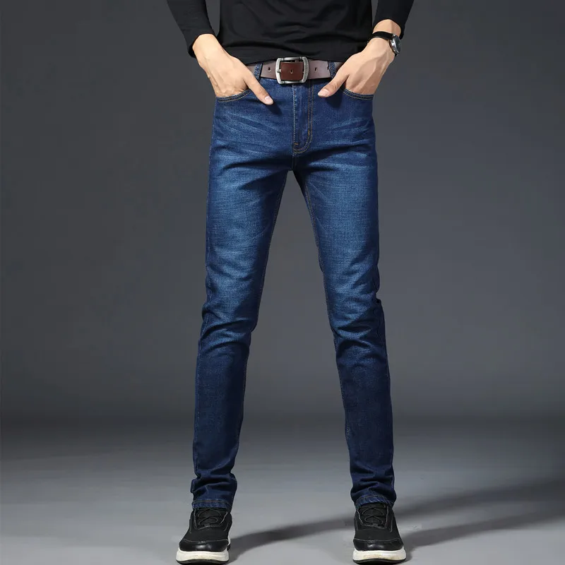 Black Distressed Jeans Blue Men's Fashion Jeans Business Casual Stretch Slim Jeans Trousers Denim Pants Male Urban Clothes 28-40