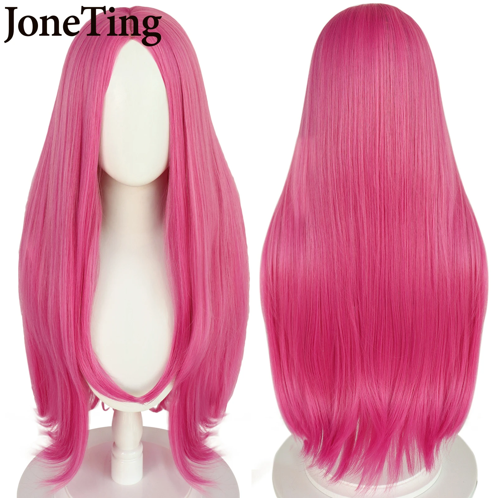 JONETING Synthetic Narciso Anasui Cosplay Wig Anime JOJO Bizarre Adventure Cosplay Wig rose Red Long hair+Free Wig Cap