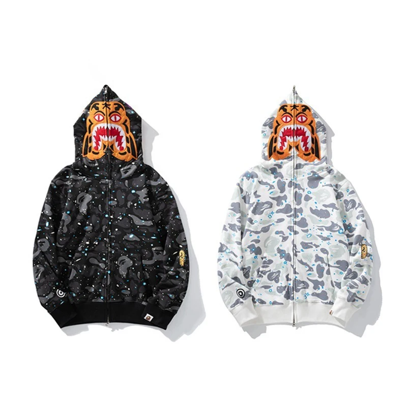 

2023 New Bapes hooded sweater Ape Head BATHING STAR men women camouflage tiger face shark mouth hoodie street couple jacket