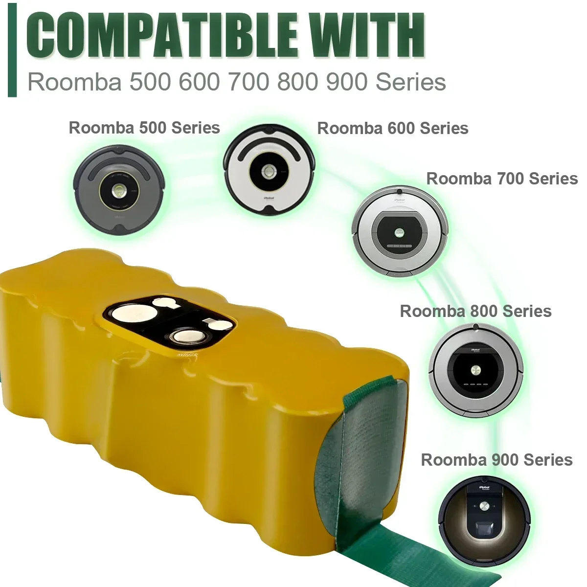Фото Аккумулятор 14,4 В, 5000 мАч для iRobot 500 600 700 800 900 Аккумулятор для iRobot Roomba 620 650 770 780 580 Аккумуляторы для пылесоса №3