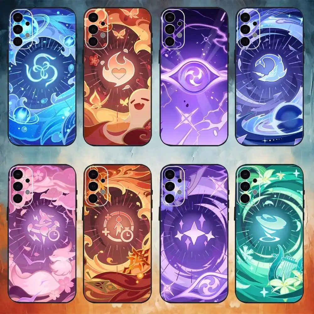 Фото Чехол для телефона G-Genshin Impact Genius Invokation TCG с изображением карт, для Samsung S26,25,24,23,22,21,20,30,Ultra,Plus,Fe,Lite, черный корпус №1
