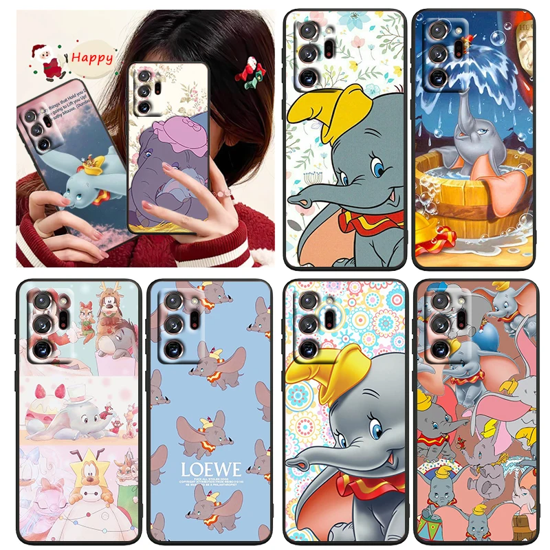 

Disney Dumbo Cartoon Phone Case Black For Samsung A73 A70 A20 A10 A8 A03 Note 20 10 9 Ultra Lite Plus F23 M52 M21 j7 j6
