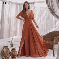 lorie simple v neck prom dresses 2022 sexy side split chiffon sleeveless long party evening gown open back robes de soir%c3%a9e
