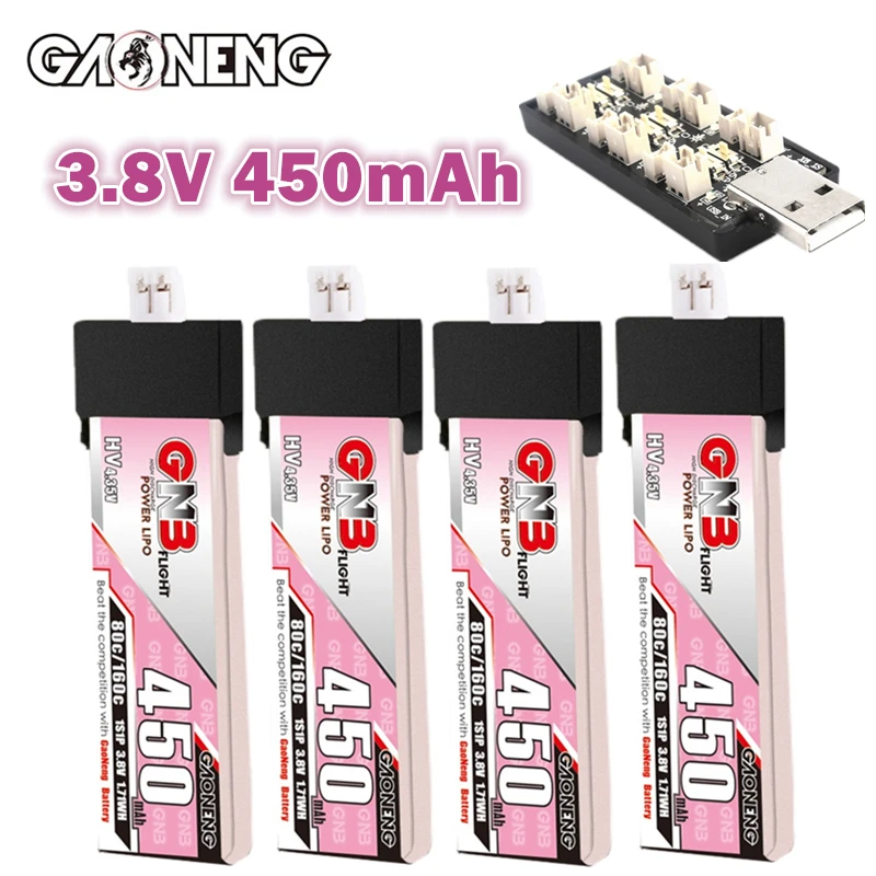 

GNB 1S 3,8 V 450mAh 80C/160C Lipo батарея и зарядное устройство TinyHawkSII для пересекающего самолета Модель UAV FPV Drone 3,8 V батарея