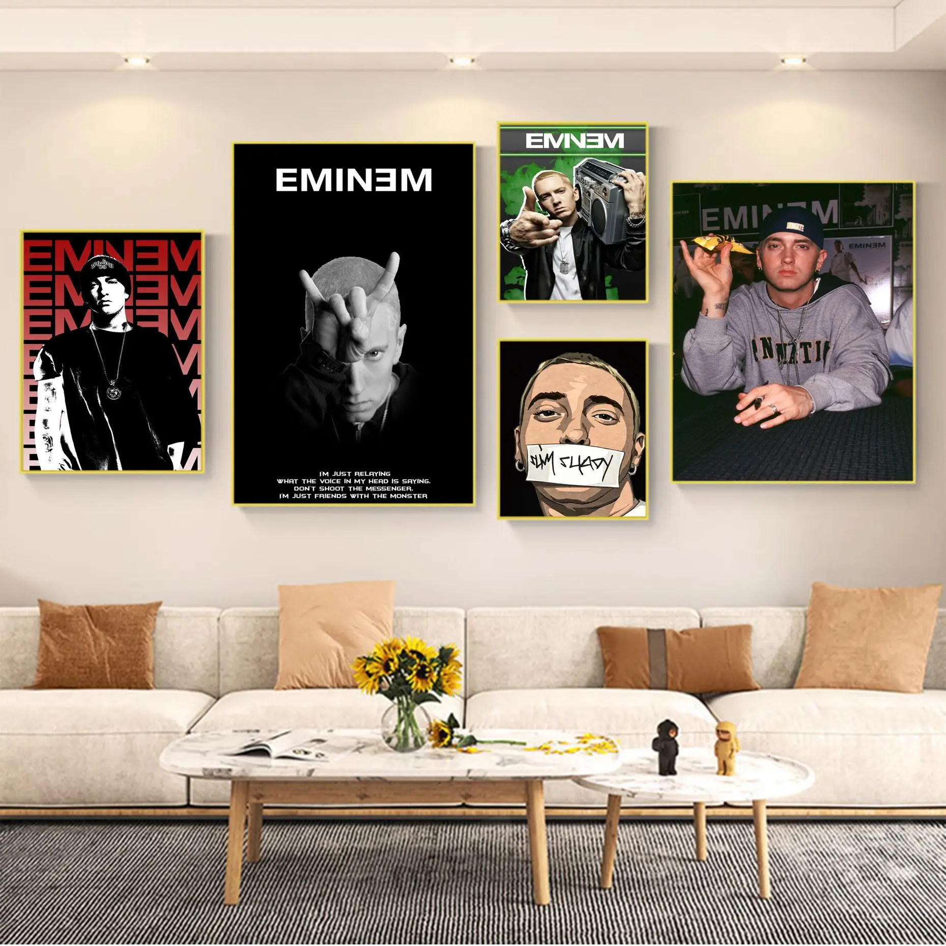 

Eminem Posters 8 Mile Poster Hip Hop Rapper Singer Eminem Poster Fancy Wall Sticker for Living Room Decoration Kawaii Room Decor
