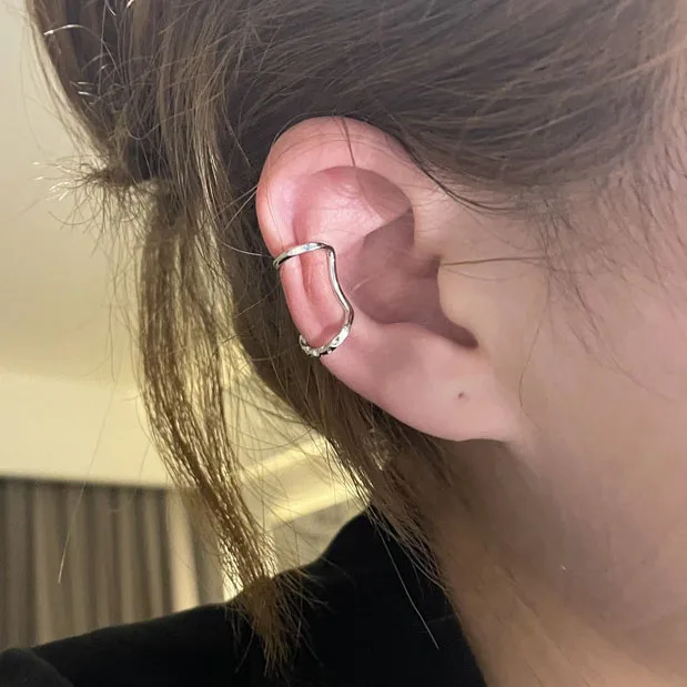 

Simple Elegant Double Layers Sweet Metal Gold Silver Color Ear Cuff Clip Earrings For Women New Charms Earings Jewelry Gift