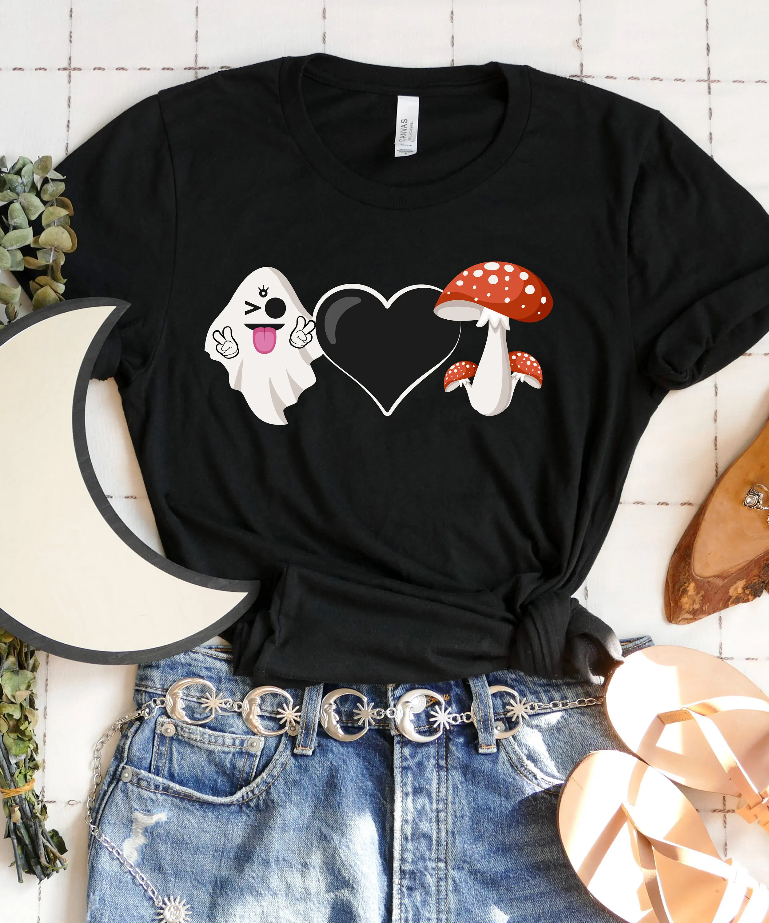 Футболка с изображением мира любви грибов и призраков одежда на Хэллоуин жуткая