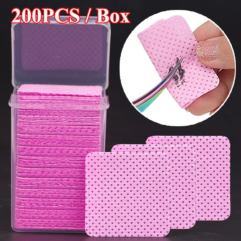 

200pcs Lint-Free Cotton Eyelash Glue Remover Pads Wipe The Mouth of The Glue Bottle Prevent Clogging Wipes Paper Cleaner Tool
