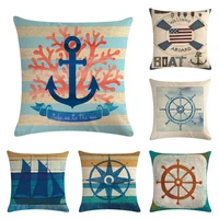 ship anchor rudder combination series cushion cover linen pillow case cojines decorativos para sof%c3%a1