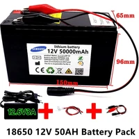 12v 50ah 50000mah 18650 lithium battery pack built in high current 30a bms for sprayers electric vehicle batterie12 6v charger