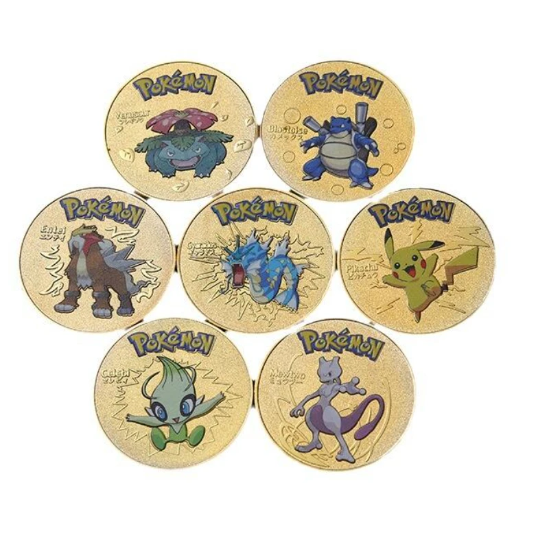 Пикачу Золотые Металлические Монеты Аниме Мультфильм Периферийные Памятные